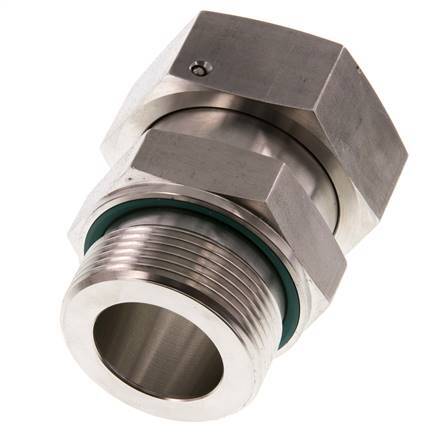 38S & G1-1/2'' pivot droit en acier inoxydable avec filetage mâle 315 bar Joint torique FKM Cône reglable ISO 8434-1