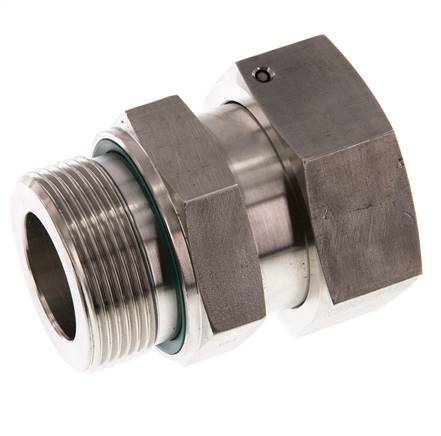 38S & G1-1/2'' pivot droit en acier inoxydable avec filetage mâle 315 bar Joint torique FKM Cône reglable ISO 8434-1
