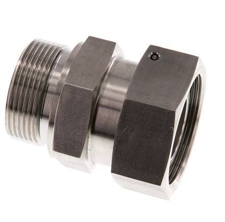 38S & G1-1/2'' pivot droit en acier inoxydable avec filetage mâle 315 bar Joint torique FKM Cône reglable ISO 8434-1