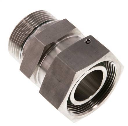 38S & G1-1/2'' pivot droit en acier inoxydable avec filetage mâle 315 bar Joint torique FKM Cône reglable ISO 8434-1
