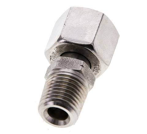 10L & 1/4'' NPT pivotant droit en acier inoxydable avec filetage mâle 315 bar reglable ISO 8434-1