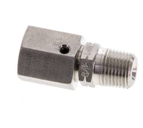 6L & 1/8'' NPT pivotant droit en acier inoxydable avec filetage mâle 315 bar Joint torique FKM Cône reglable ISO 8434-1