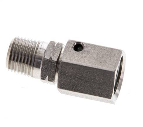 6L & 1/8'' NPT pivotant droit en acier inoxydable avec filetage mâle 315 bar Joint torique FKM Cône reglable ISO 8434-1