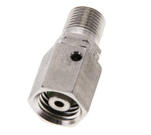 6L & 1/8'' NPT pivotant droit en acier inoxydable avec filetage mâle 315 bar Joint torique FKM Cône reglable ISO 8434-1