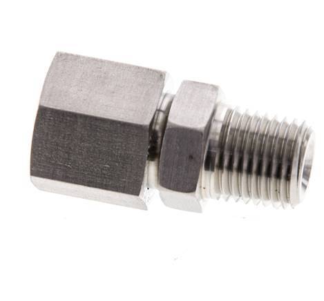 10L & 1/4'' NPT pivotant droit en acier inoxydable avec filetage mâle 315 bar Joint torique FKM Cône reglable ISO 8434-1