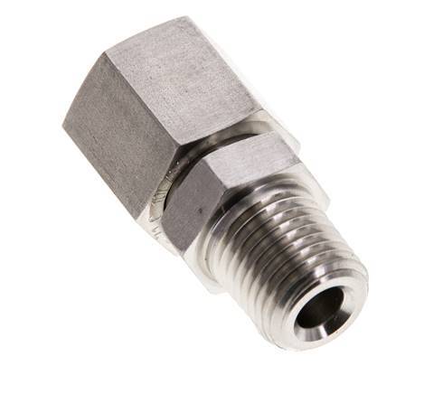 10L & 1/4'' NPT pivotant droit en acier inoxydable avec filetage mâle 315 bar Joint torique FKM Cône reglable ISO 8434-1