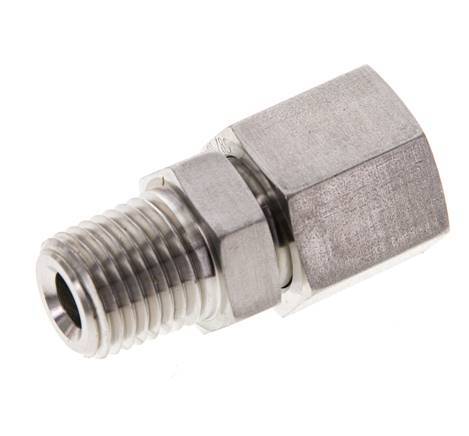 10L & 1/4'' NPT pivotant droit en acier inoxydable avec filetage mâle 315 bar Joint torique FKM Cône reglable ISO 8434-1