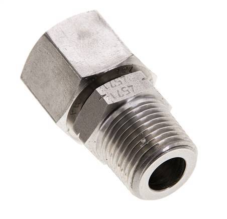 12L & 3/8'' NPT pivotant droit en acier inoxydable avec filetage mâle 315 bar Joint torique FKM Cône reglable ISO 8434-1