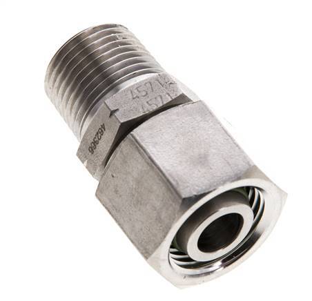 12L & 3/8'' NPT pivotant droit en acier inoxydable avec filetage mâle 315 bar Joint torique FKM Cône reglable ISO 8434-1