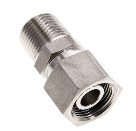 Coupleur droit en acier inoxydable 15L et 1/2'' NPT avec filetage mâle 315 bar Joint torique FKM Cône reglable ISO 8434-1