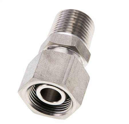 Coupleur droit en acier inoxydable 15L et 1/2'' NPT avec filetage mâle 315 bar Joint torique FKM Cône reglable ISO 8434-1