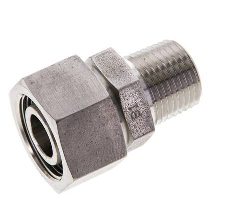 18L & 1/2'' NPT Acier inoxydable pivotant droit avec filets mâles 315 bar Joint torique FKM Cône ajustable ISO 8434-1