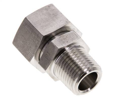 18L & 1/2'' NPT Acier inoxydable pivotant droit avec filets mâles 315 bar Joint torique FKM Cône ajustable ISO 8434-1