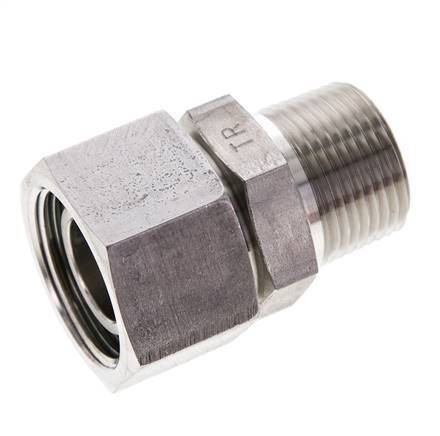 22L & 3/4'' NPT pivotant droit en acier inoxydable avec filetage mâle 160 bar Joint torique FKM Cône reglable ISO 8434-1