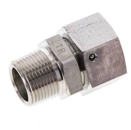 22L & 3/4'' NPT pivotant droit en acier inoxydable avec filetage mâle 160 bar Joint torique FKM Cône reglable ISO 8434-1