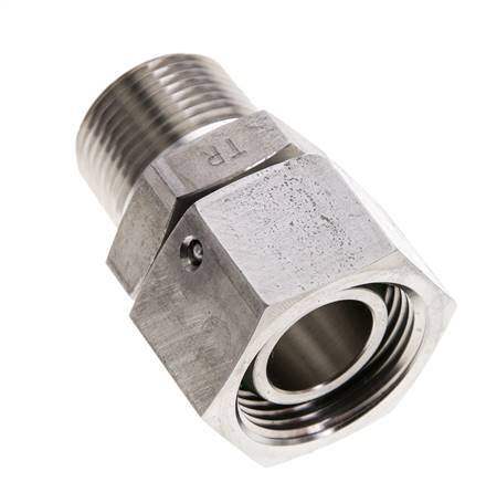 22L & 3/4'' NPT pivotant droit en acier inoxydable avec filetage mâle 160 bar Joint torique FKM Cône reglable ISO 8434-1