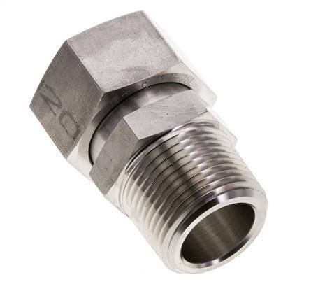 28L et 1'' NPT Acier inoxydable droit avec filetage mâle 160 bar Joint torique FKM Cône d'etancheite reglable ISO 8434-1