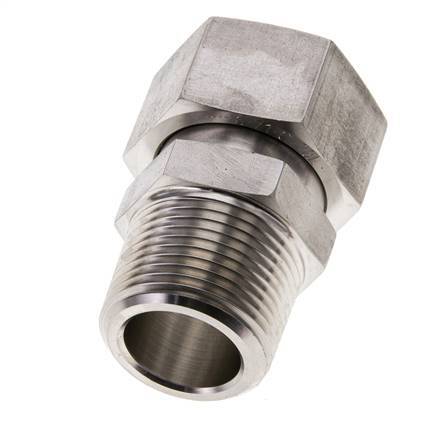 28L et 1'' NPT Acier inoxydable droit avec filetage mâle 160 bar Joint torique FKM Cône d'etancheite reglable ISO 8434-1