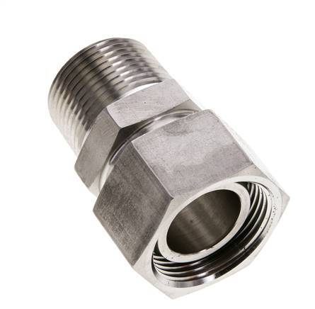 28L et 1'' NPT Acier inoxydable droit avec filetage mâle 160 bar Joint torique FKM Cône d'etancheite reglable ISO 8434-1