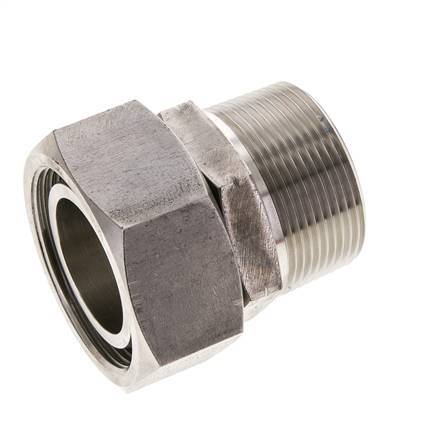 42L & 1-1/2'' NPT pivotant droit en acier inoxydable avec filetage mâle 160 bar Joint torique FKM Cône d'etancheite reglable ISO 8434-1