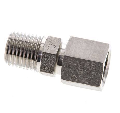 6S & 1/4'' NPT pivotant droit en acier inoxydable avec filetage mâle 630 bar Joint torique FKM Cône reglable ISO 8434-1