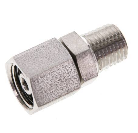 8S & 1/4'' NPT pivotant droit en acier inoxydable avec filetage mâle 630 bar Joint torique FKM Cône reglable ISO 8434-1