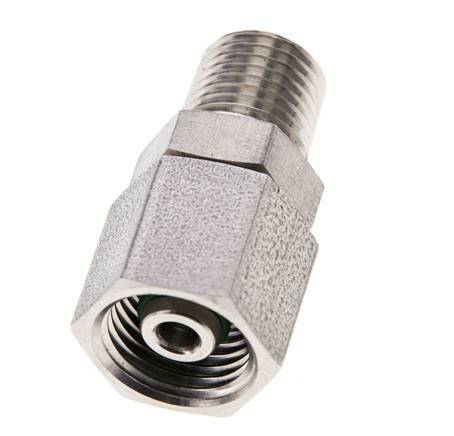 8S & 1/4'' NPT pivotant droit en acier inoxydable avec filetage mâle 630 bar Joint torique FKM Cône reglable ISO 8434-1