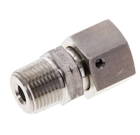 10S & 3/8'' NPT pivotant droit en acier inoxydable avec filetage mâle 630 bar Joint torique FKM Cône reglable ISO 8434-1