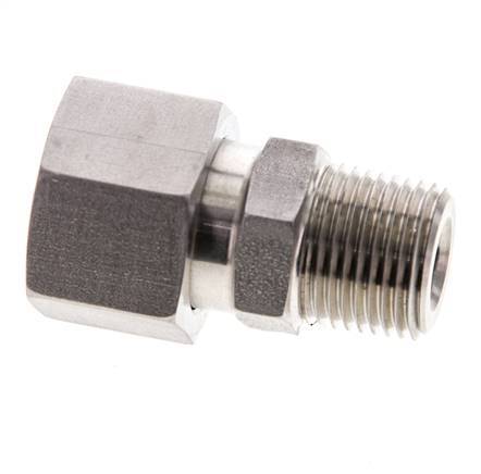 12S & 3/8'' NPT Stainless Steel Straight Swivel with Male Threads 630 bar FKM O-ring Sealing Cone Adjustable ISO 8434-1