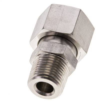 12S & 3/8'' NPT pivotant droit en acier inoxydable avec filetage mâle 630 bar Joint torique FKM Cône reglable ISO 8434-1