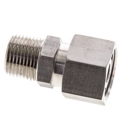 12S & 3/8'' NPT pivotant droit en acier inoxydable avec filetage mâle 630 bar Joint torique FKM Cône reglable ISO 8434-1