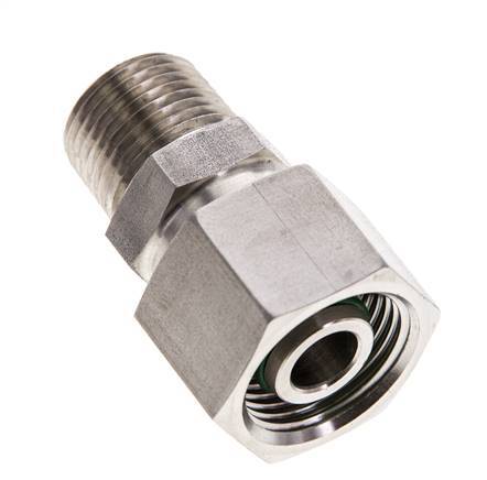 12S & 3/8'' NPT pivotant droit en acier inoxydable avec filetage mâle 630 bar Joint torique FKM Cône reglable ISO 8434-1