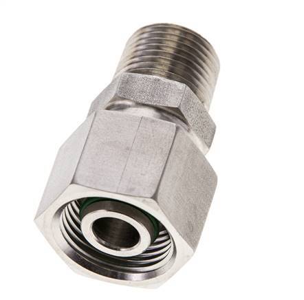 12S & 3/8'' NPT pivotant droit en acier inoxydable avec filetage mâle 630 bar Joint torique FKM Cône reglable ISO 8434-1
