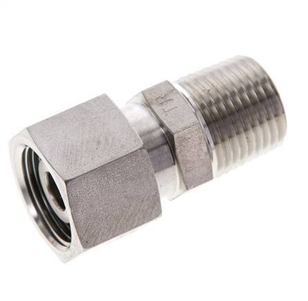 14S & 1/2'' NPT pivotant droit en acier inoxydable avec filetage mâle 630 bar Joint torique FKM Cône reglable ISO 8434-1