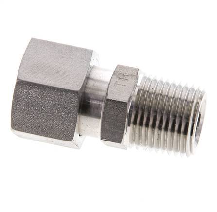 14S & 1/2'' NPT pivotant droit en acier inoxydable avec filetage mâle 630 bar Joint torique FKM Cône reglable ISO 8434-1