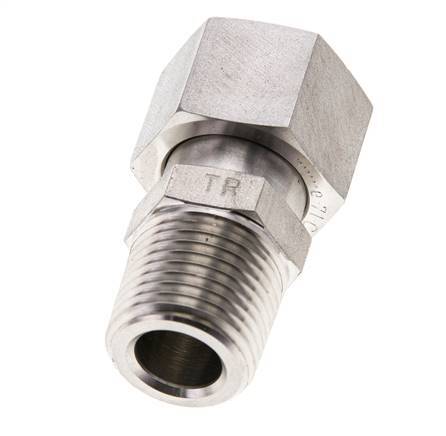 14S & 1/2'' NPT pivotant droit en acier inoxydable avec filetage mâle 630 bar Joint torique FKM Cône reglable ISO 8434-1
