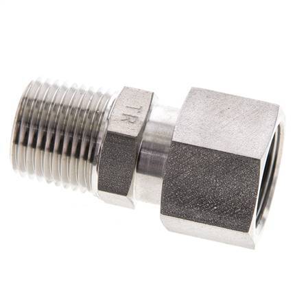 14S & 1/2'' NPT pivotant droit en acier inoxydable avec filetage mâle 630 bar Joint torique FKM Cône reglable ISO 8434-1
