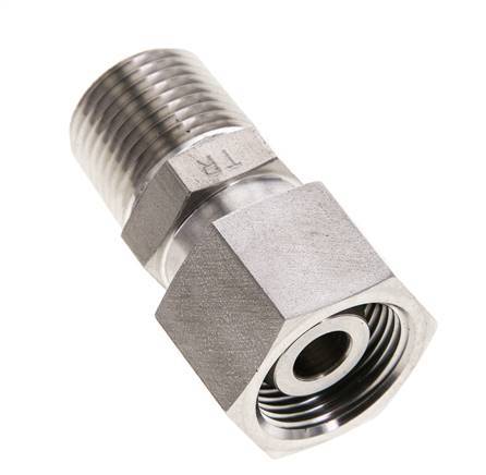 14S & 1/2'' NPT pivotant droit en acier inoxydable avec filetage mâle 630 bar Joint torique FKM Cône reglable ISO 8434-1