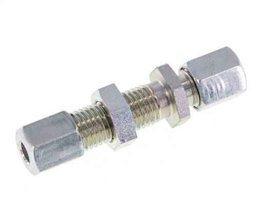 6L Zink plated Steel Straight Cutting Fitting Bulkhead 315 bar ISO 8434-1 [2 Pieces]