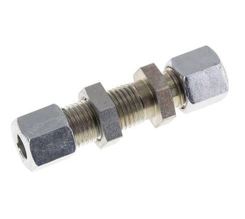 8L Zink plated Steel Straight Cutting Fitting Bulkhead 315 bar ISO 8434-1 [2 Pieces]