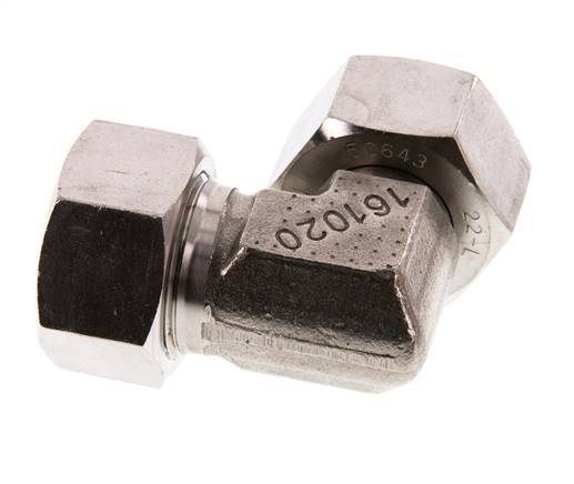 Raccord de coupe coudé en acier inoxydable 22L avec pivot 160 bar FKM Réglable ISO 8434-1