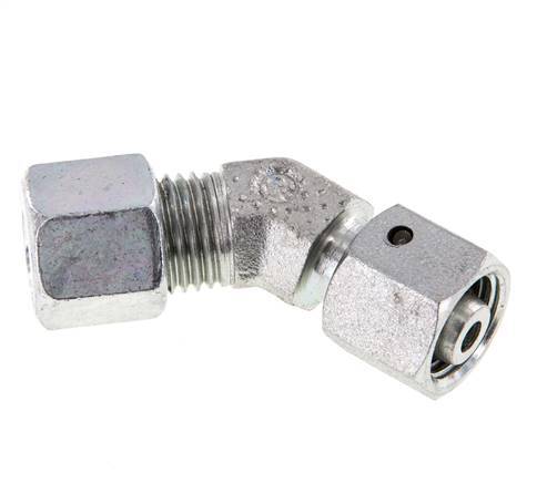 Raccord de coupe coudé 45deg en acier zingué 8L avec pivot 315 bar Joint torique NBR Cône d'étanchéité réglable ISO 8434-1