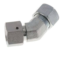 Raccord de coupe coudé 45deg en acier zingué 15L avec pivot 315 bar Joint torique NBR Cône d'étanchéité réglable ISO 8434-1