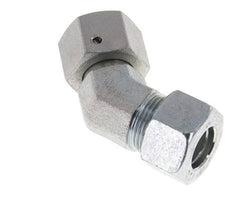 Raccord de coupe coudé 45deg en acier zingué 15L avec pivot 315 bar Joint torique NBR Cône d'étanchéité réglable ISO 8434-1