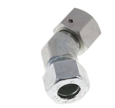 Raccord de coupe coudé 45deg en acier zingué 15L avec pivot 315 bar Joint torique NBR Cône d'étanchéité réglable ISO 8434-1