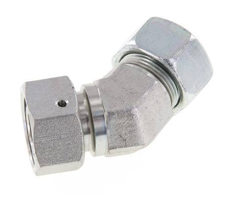 Raccord de coupe coudé 45deg en acier zingué 18L avec pivot 315 bar Joint torique NBR Cône réglable ISO 8434-1