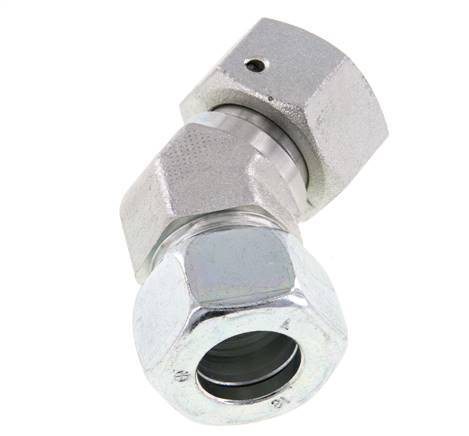 Raccord de coupe coudé 45deg en acier zingué 18L avec pivot 315 bar Joint torique NBR Cône réglable ISO 8434-1