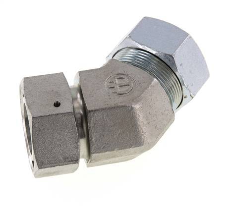 35L Zink plated Steel 45deg Elbow Cutting Fitting with Swivel 160 bar NBR O-ring Sealing Cone Adjustable ISO 8434-1