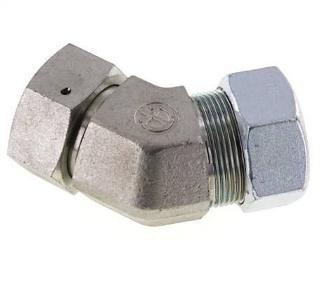 35L Zink plated Steel 45deg Elbow Cutting Fitting with Swivel 160 bar NBR O-ring Sealing Cone Adjustable ISO 8434-1