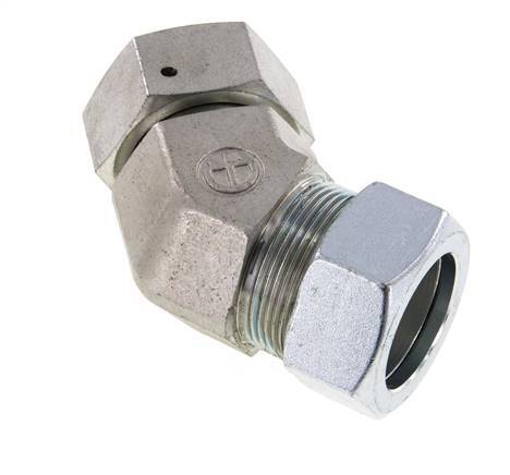 35L Zink plated Steel 45deg Elbow Cutting Fitting with Swivel 160 bar NBR O-ring Sealing Cone Adjustable ISO 8434-1